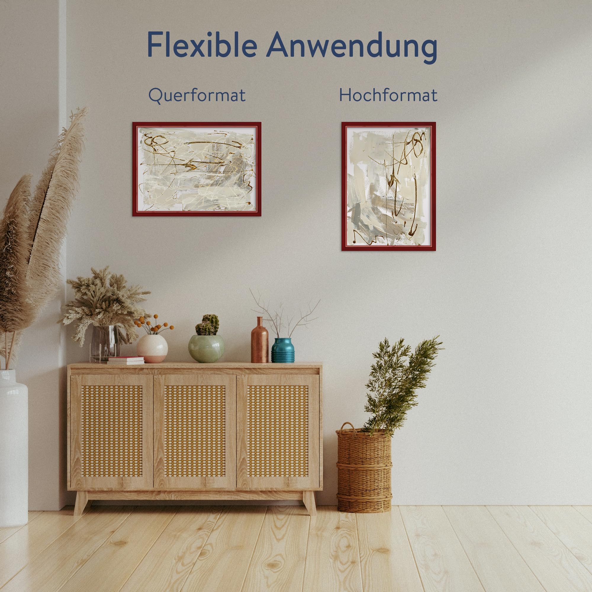 WANDStyle Bilderrahmen A3 Rot, DIN A3 Bilderrahmen Holz 30x42 cm | Hochwertiger Holzbilderrahmen, Posterrahmen zum Aufhängen, Rahmen 30x42 cm, Fotorahmen H340 - Made in Germany