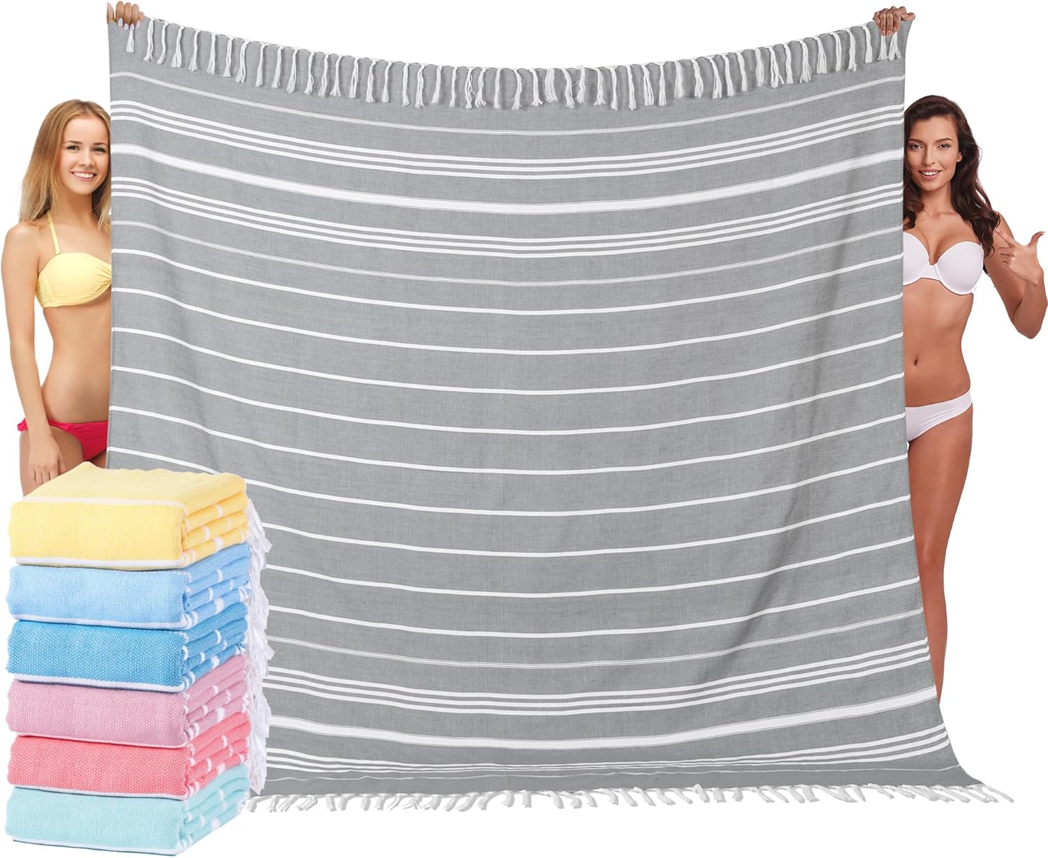 Giant Turkish Beach Towel Blanket 85x75 Cotton XXL Extra Large Oversided Bath Pool ...