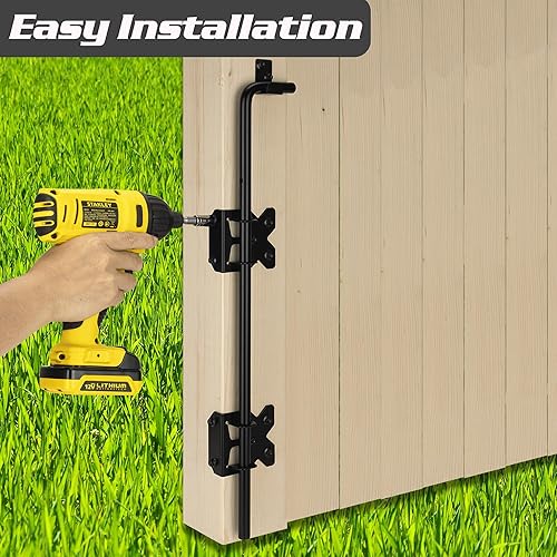 Miniatura 7 de Perno de caña de alta resistencia de 18 pulgadas, pasador de caída de barra de caída mejorado con cerradura para puerta, herrajes de puerta de acero