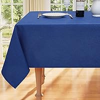 Vista 17 de Smiry Mantel cuadrado con textura de lino, mantel de arpillera impermeable a prueba de derrames, antiarrugas, mantel de tela decorativa lavable