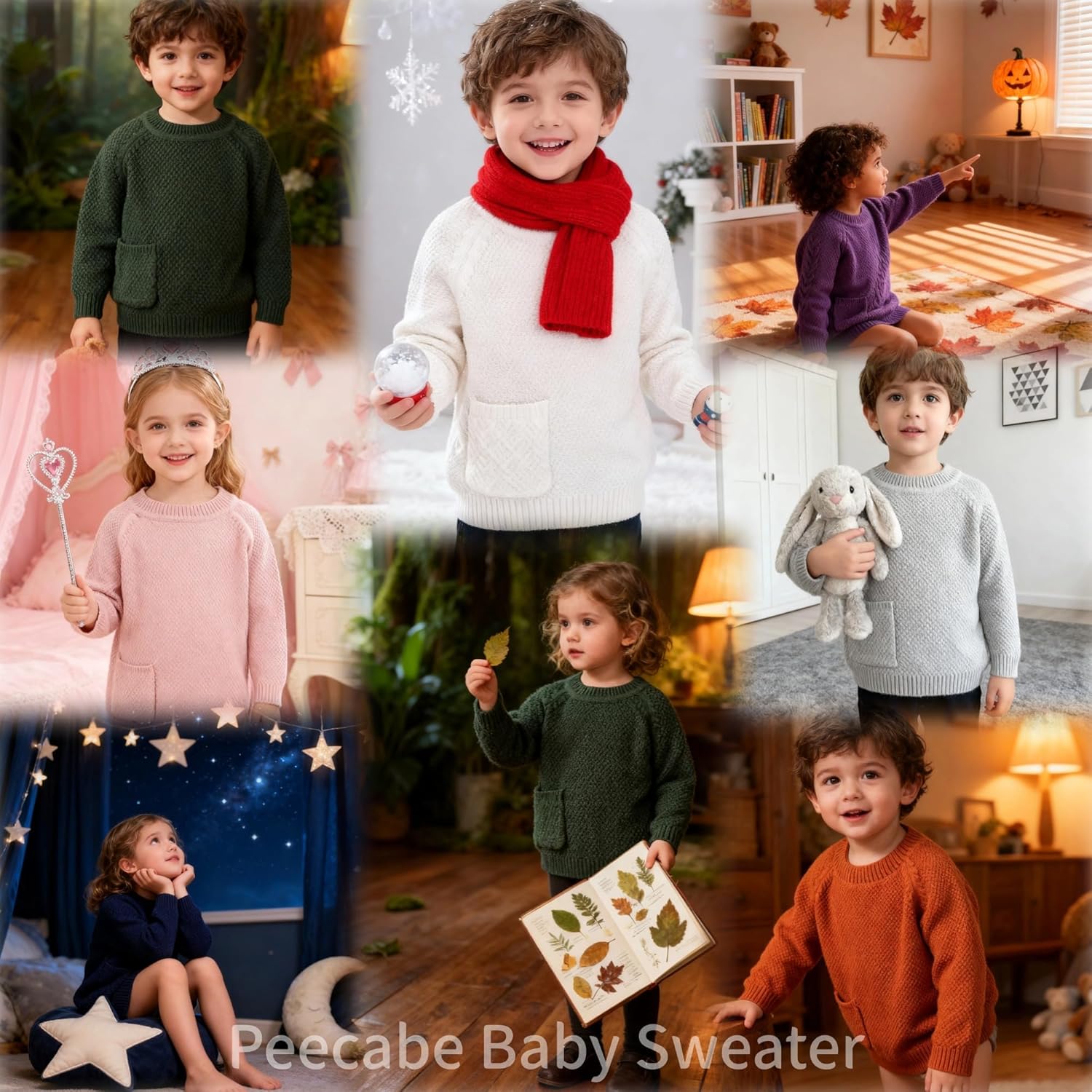 Peecabe Toddler Baby Girl Boy Cable Knit Sweater Cotton Infant Pullover Crewneck Long Sleeve Sweatshirt Fall Winter - Image 2