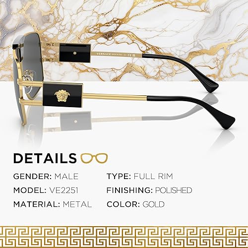 Miniatura 2 de Versace VE2251 Navigator Gafas de sol con kit de gafas de lujo eSHADES, Oro Gris Oscuro 2.480 in