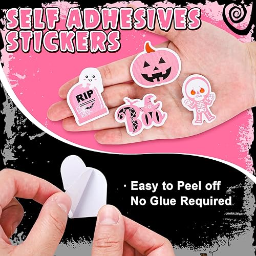 Miniatura 3 de Whaline 350 calcomanías de espuma de Halloween con purpurina rosa y negro, calabaza, fantasma, araña, murciélago, calcomanías decorativas para