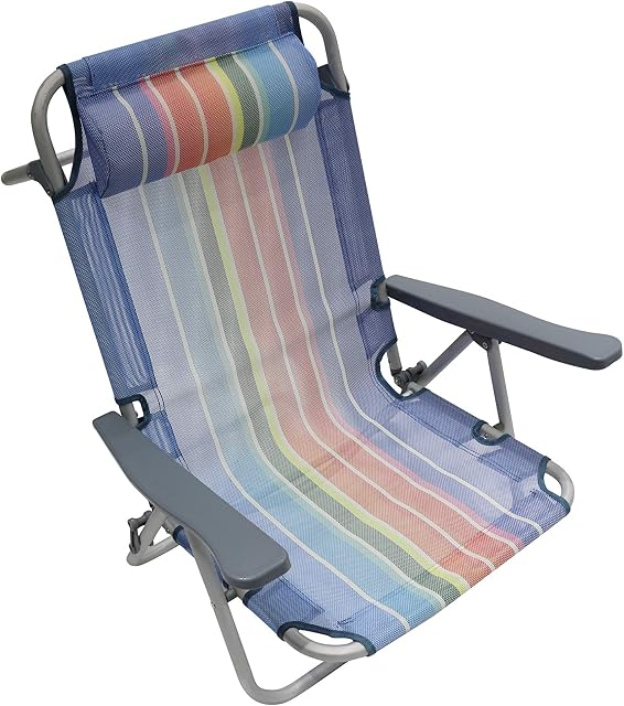 Homecall Folding Beach chair with rainbow textilene adjustable backrest