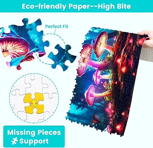 Miniatura 5 de Edsjegn Paquete de 2 rompecabezas de 1000 piezas para adultos, rompecabezas de 1000 piezas de 2000 piezas para adultos, rompecabezas de hongos