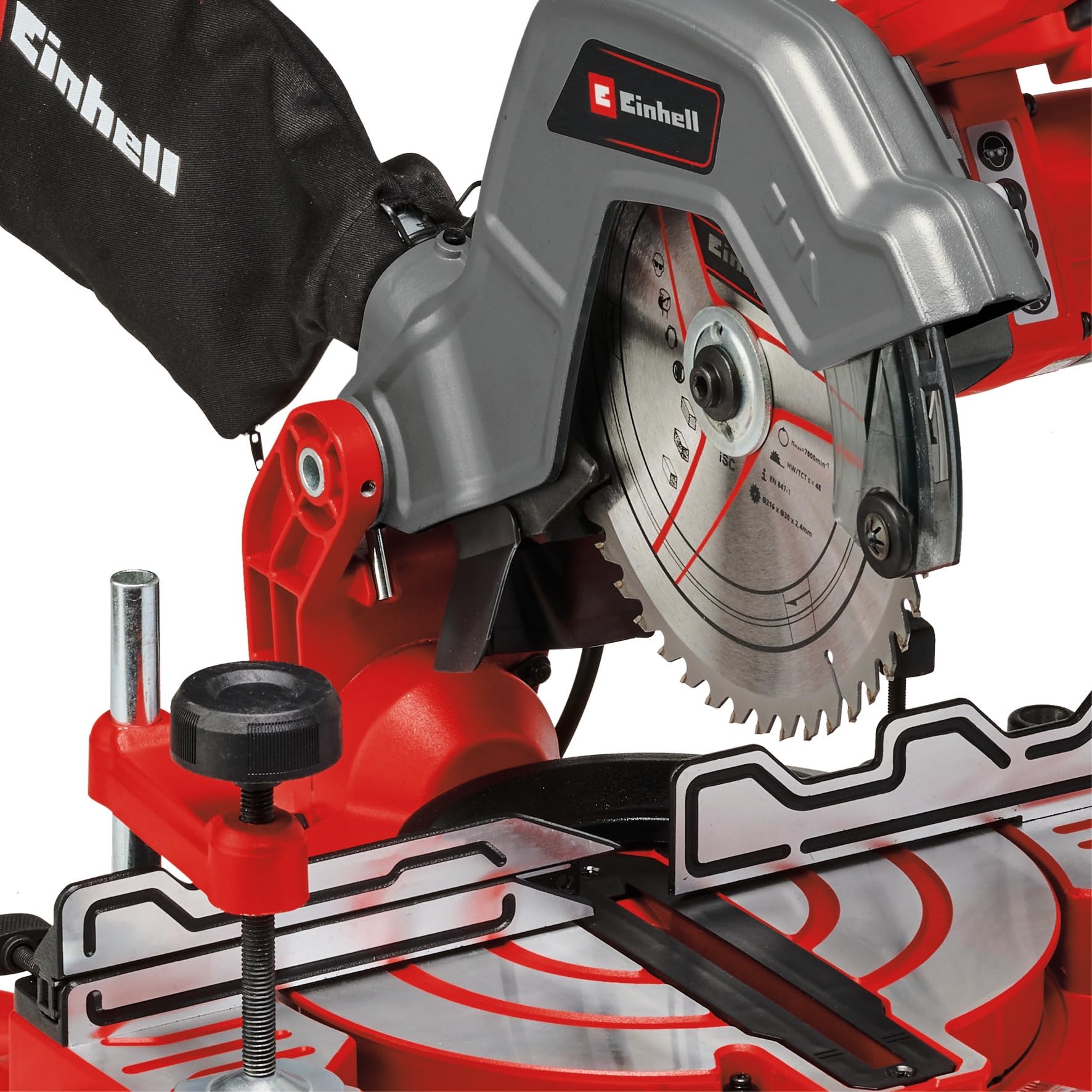 Einhell TC-MS 216: Sega radiale con motore da 1600 W, disco Ø216 mm, tavolo in alluminio, inclinazione testa a 45°, incluso disco in carbur