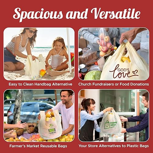 Miniatura 5 de Simply Cool Paquete de 50 bolsas de compras reutilizables ecológicas de 21.5 x 12.2 x 7.2 pulgadas, bolsas de compras duraderas y reciclables,