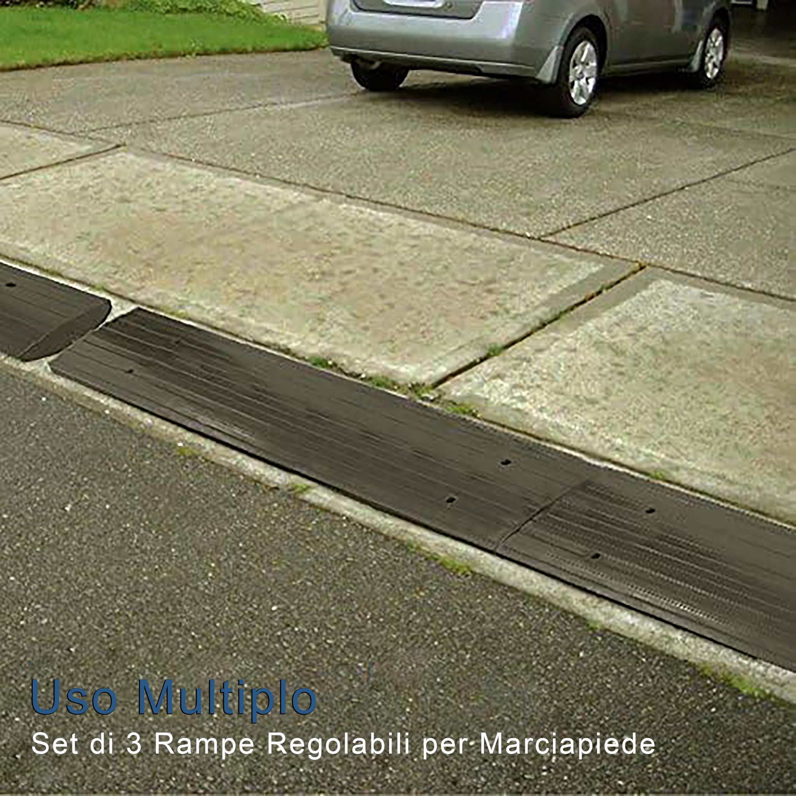 Pyle Rampa per Marciapiede, Soglia in Gomma Resistente per Garage, Carico, Scooter, Moto, Motorino, Camion, Bici