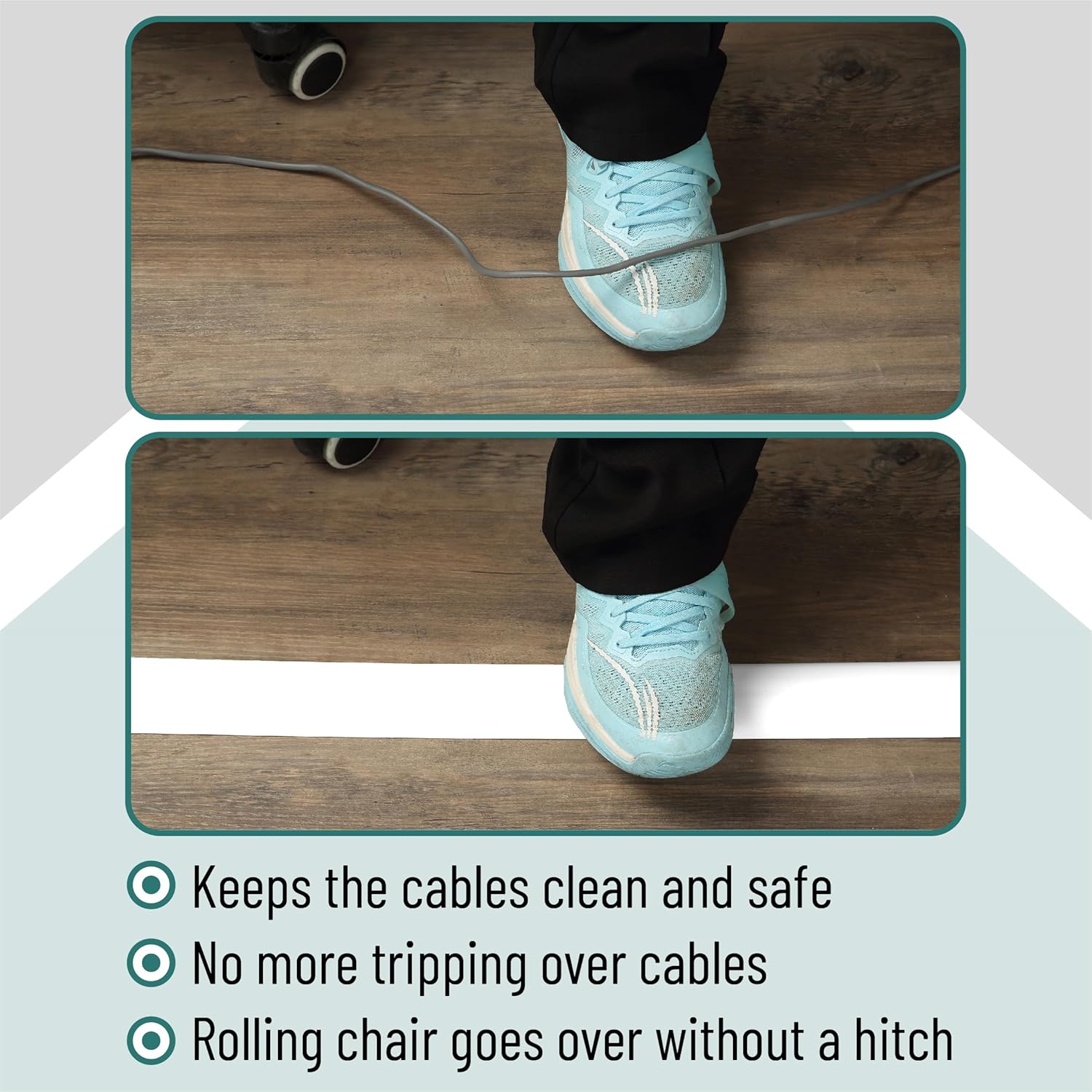 Bates- Floor Cord Cover, 30 ft Cable Cover, White Extension Cord Cover Floor, Cord Protector, Floor Cable Cover, Cord Hider Floor, Cable Cover Floor, Cable Floor Cover, Cable Covers for Cords