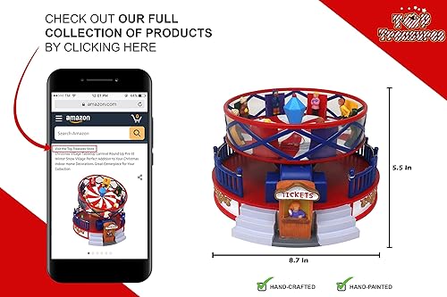 Miniatura 6 de Villa Navideña de Mesa Carnaval Tiovivo - Villa de Nieve de Invierno Pre-iluminada - Complemento Perfecto para tus Decoraciones Navideñas de