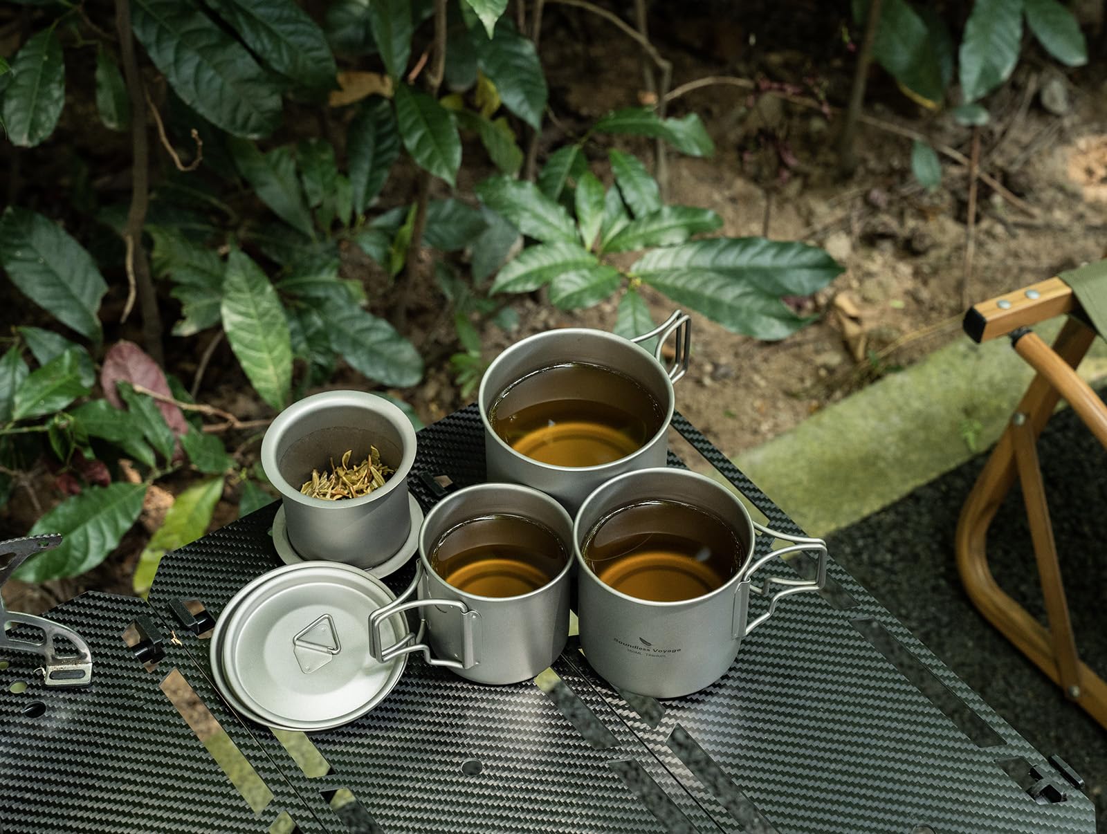 Boundless Voyage Ti3058D-350ml - Tazza da campeggio in titanio a strato singolo, per tè e caffè, ultraleggera, per viaggi all'aperto, 220 ml, 350 ml, 500 ml