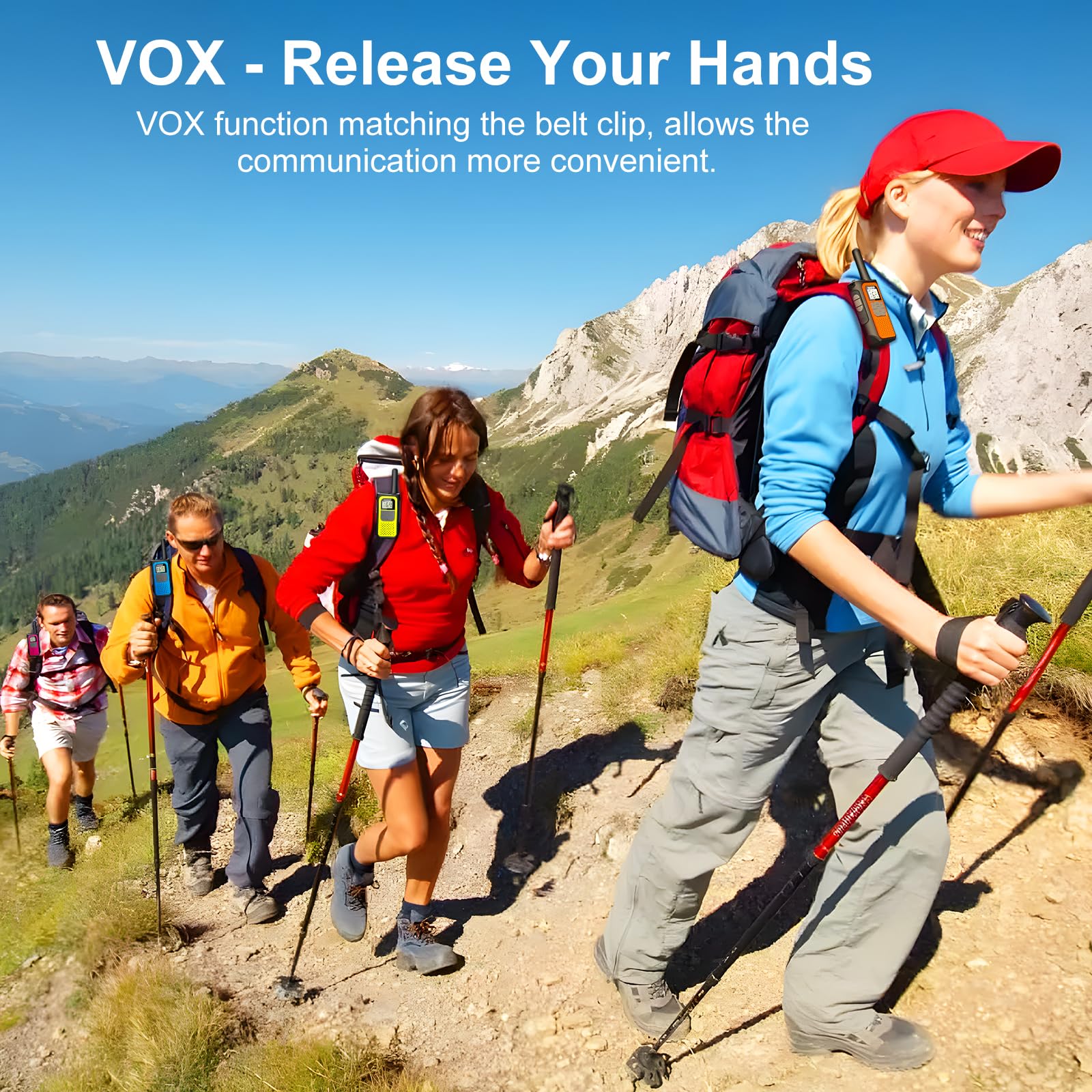 Walkie Talkies for Adults Kids, 3 Pack Rechargeable Walkie Talkies with 1200mAh Battery, Long Range 16 Channels Radios, Walky Talky with USB-C Cable, VOX-Hands free for Outdoor Camping Hiking — view 7