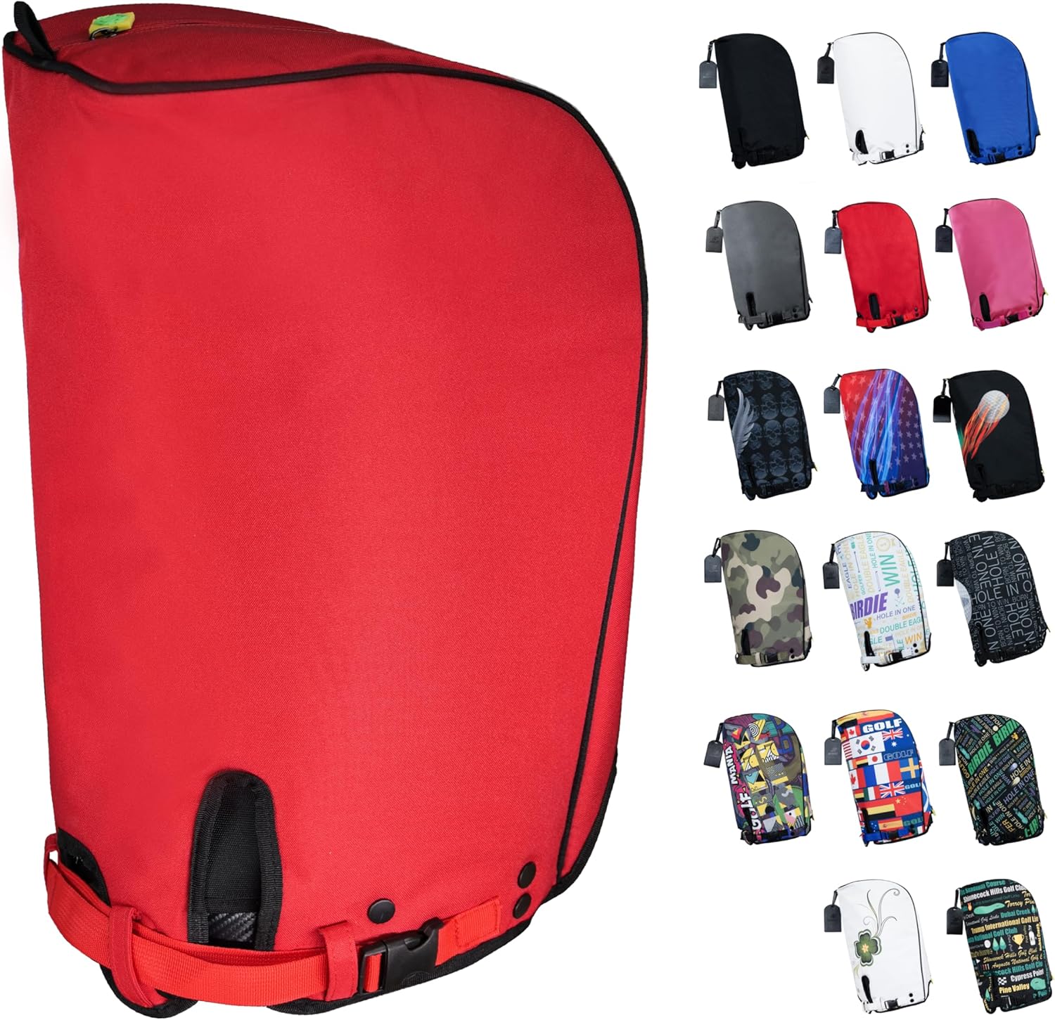 SANDIAN Golf Bag Rain Hood Cover, Waterproof 1260D Oxford Polyester, 12x20 Inches, Padded Protection, PU Coated, Two Sided Zipper, Adjustable Buckle Lock Fasteners, Snap Button Locking
