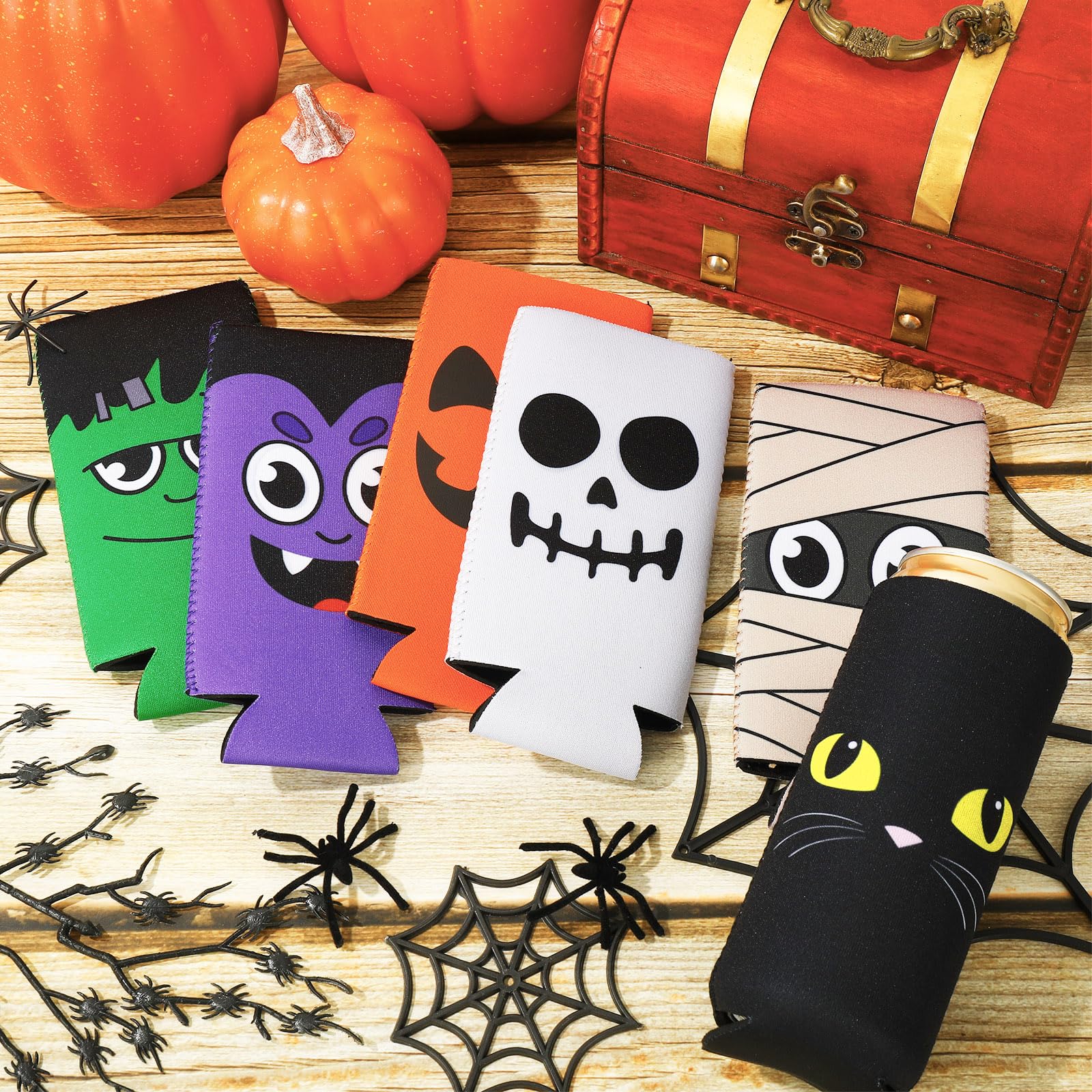 Amazon.co.jp: Whaline 12個 スリム ハロウィン 缶スリーブ パンプキン