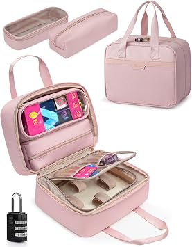 Fasrom Discreet Bag for Toys, Private Toy Storage Bag with Lockable Zipper and Detachable Pouches, Travel Toy Box Organizer for Adult Men and Women, Pink Bag Only, Patent Design
