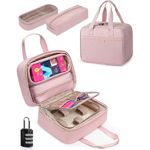 Fasrom Discreet Bag for Toys, Private Toy Storage Bag with Lockable Zipper and Detachable Pouches, Travel Toy Box Organizer for Adult Men and Women, Pink (Bag Only, Patent Design)