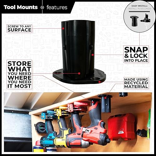 Miniatura 5 de StealthMounts Portaherramientas compatible con Milwaukee M12 (paquete de 3) - Soportes de herramientas de bloqueo negro Fabricado en el Reino Unido