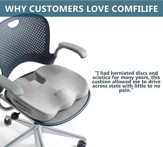 Seeking relief from back pain and sciatica? Look no further than our Rubber Velour Seat Cushion. Designed with your comfort in mind, it not only provides support but also reduces pressure on the tailbone, thanks to the unique U-shaped cutout. Recommended for individuals recovering from lower back problems or experiencing sitting pain as a result of sciatica, herniated discs, tailbone injuries, pregnancy, hip pain, or hemorrhoids, this seat cushion is a game-changer. Suitable for use in various settings, including office chairs, car seats, airplanes, and wheelchairs, it offers instant comfort on any hard surface. Please note that while this cushion is designed to help relieve pain while sitting, it may not work for all conditions or completely eliminate all pain symptoms. Description by ChatGPT.