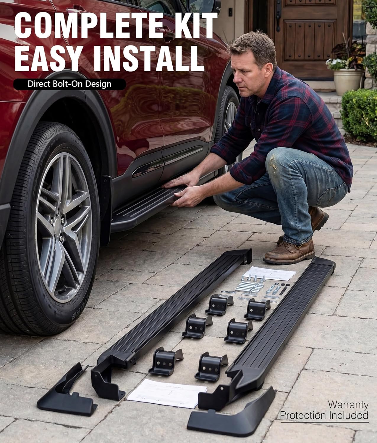 Running Boards Side Steps Fit for Ford Explorer 2020-2026, Easy Installation, 500 LBS Heavy-Duty Aluminum Nerf Bars with 2 Front Mud Flaps, Safe Family Entry & Exit, Body Protection