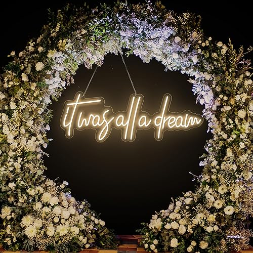 Miniatura 4 de Letrero de luz de neón con texto en inglés It Was All a Dream con luces LED 3D personalizadas, lámpara de neón reutilizable, brillo ajustable para