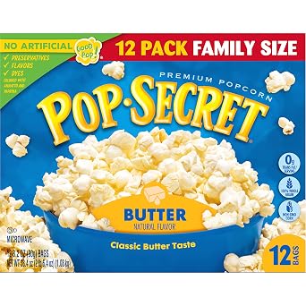 Pop Secret Butter Microwave Popcorn 12ct (3.2oz Bags), 38.4oz Box (Pack of 2)