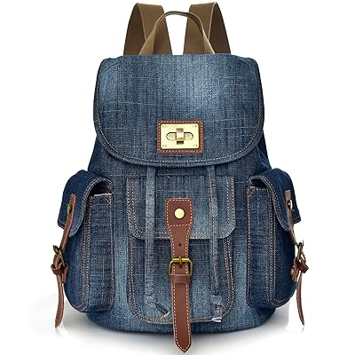 Denim School Backpack for Teen Girls Women Cute Bookbag B2B