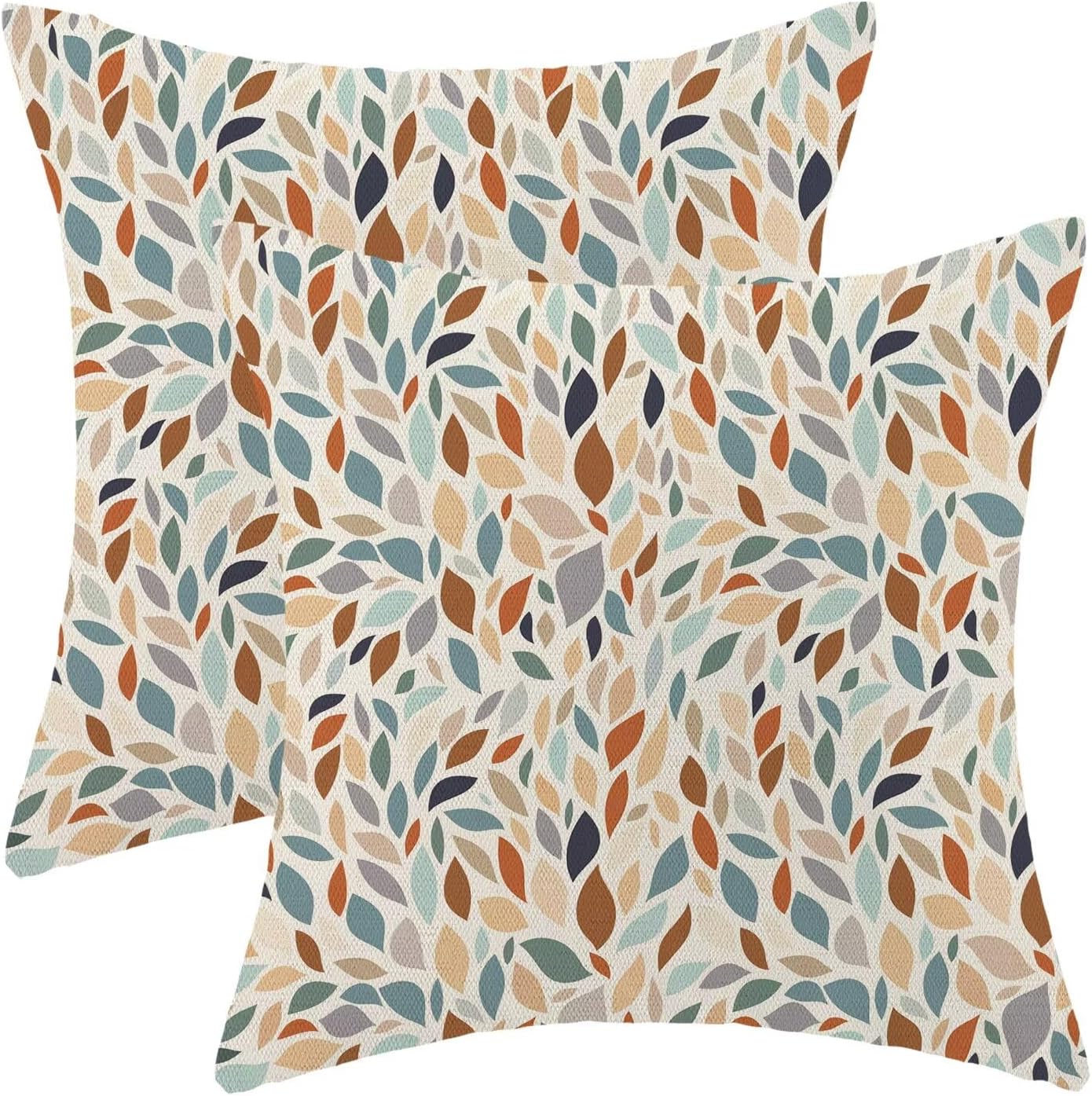 Fall Leaf Pillow Covers 18x18 Inch Set of 2, Debris Leaves Outdoor Decorative Colourful Leaf Throw Pillows Seasonal Autumn Couch Cushion Case for Chair Sofa Bedroom Living Room Decor