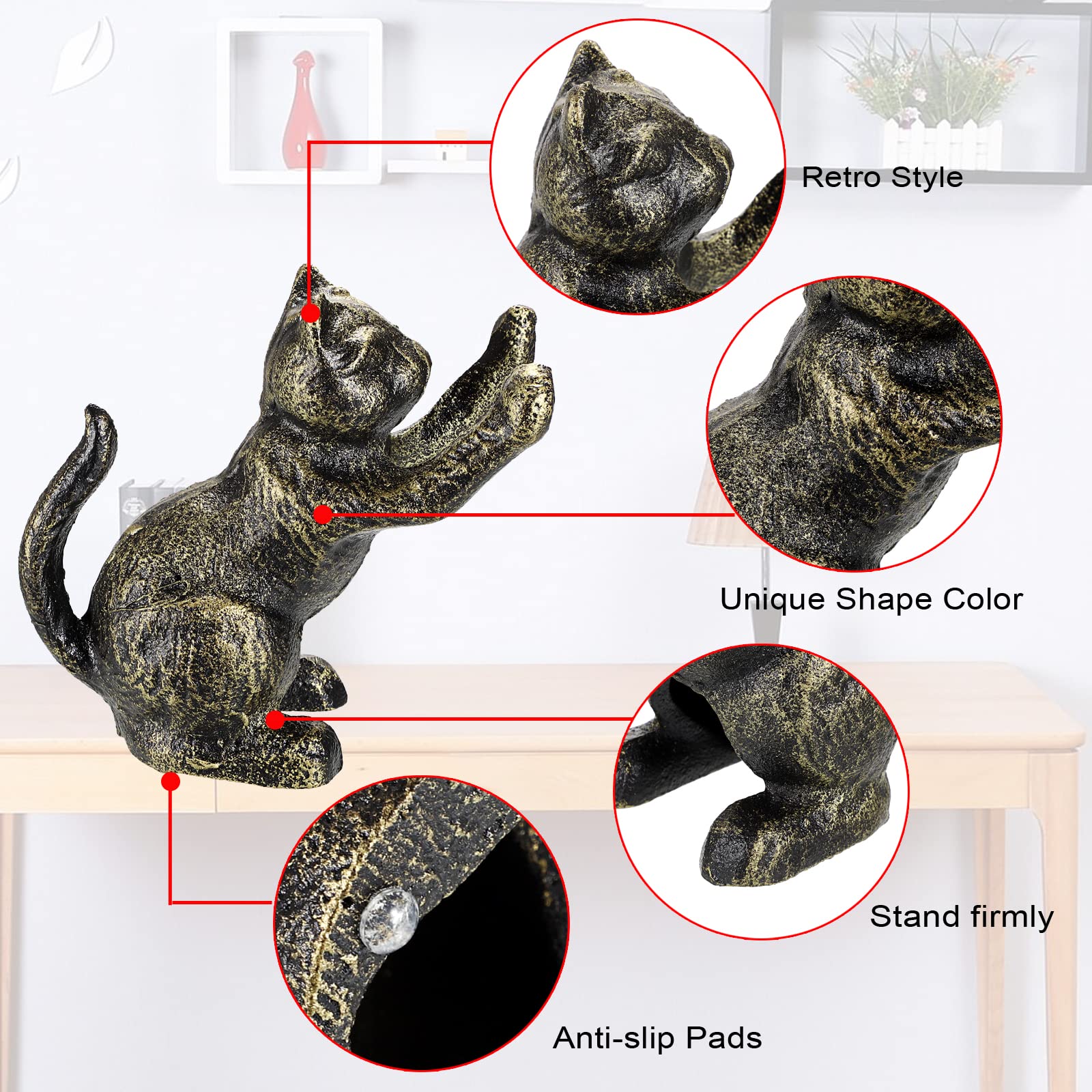 Amazon.co.jp: 猫の装飾ブックエンド 棚用 鋳鉄製ブックエンド