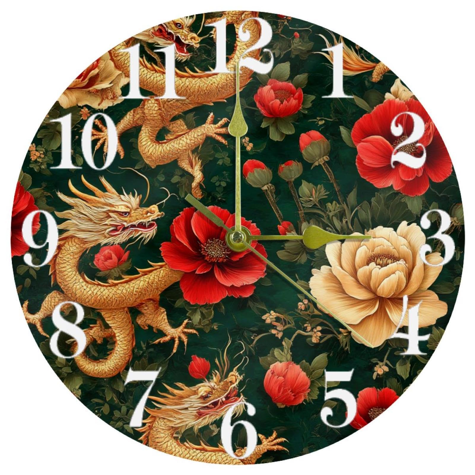 Horloge murale coquelicots rouges déco vintage pour cuisine et maison