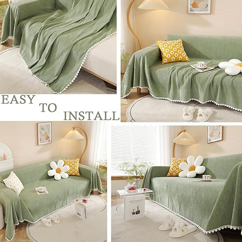 Miniatura 5 de HANDONTIME Funda de sofá verde en forma de L, color salvia, protector de muebles de perro, fundas antideslizantes suaves y gruesas para sofássofás,