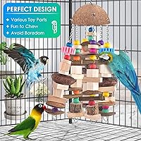 Vista 4 de KATUMO Juguetes para pájaros, loro grande africano gris madera masticable juguetes para guacamayos medianos a grandes pájaros