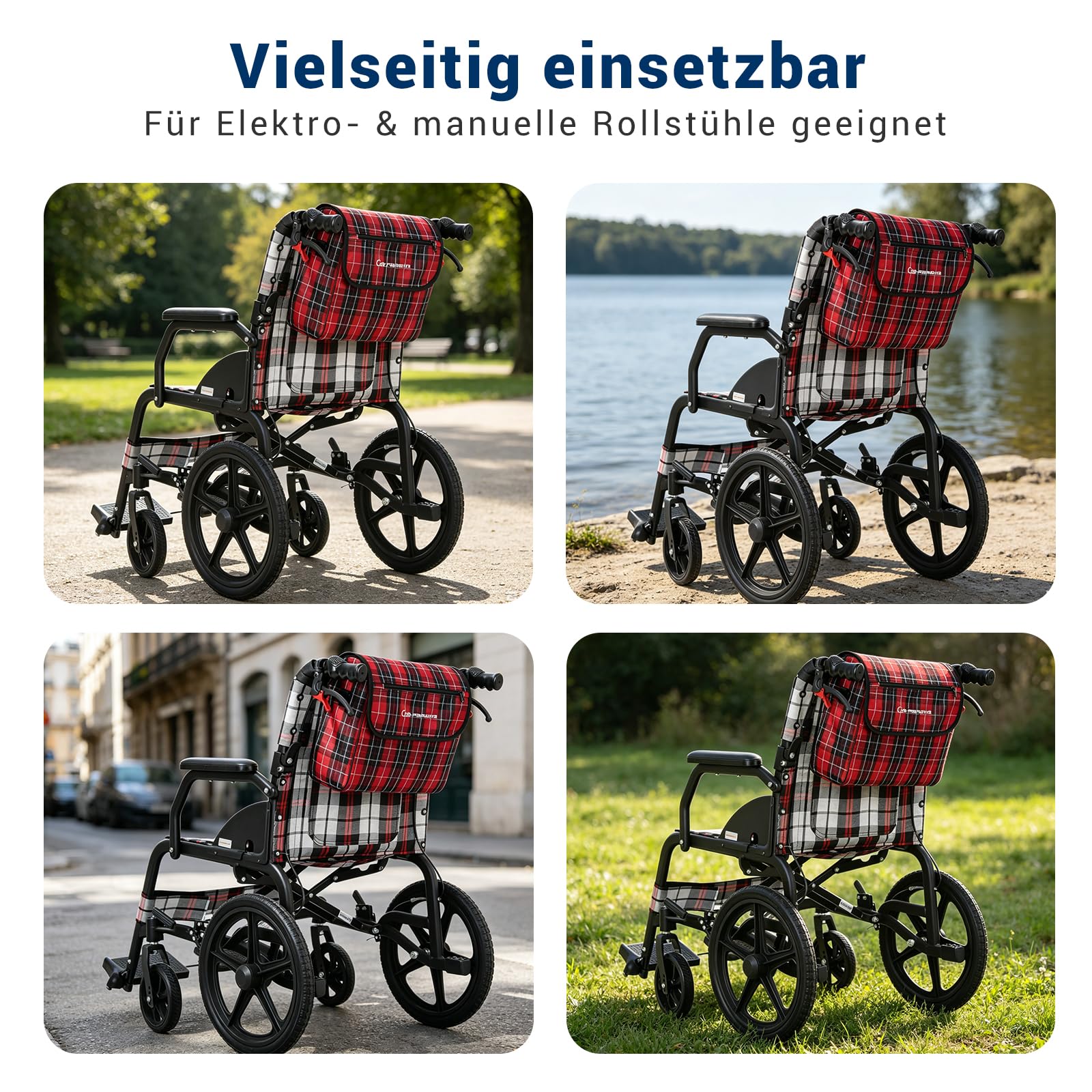 Care-parents Bolsa para silla de ruedas, mochila para la parte trasera de la silla de ruedas, espaciosa bolsa de almacenamiento para sillas de ruedas, bolsa universal para accesorios de silla de