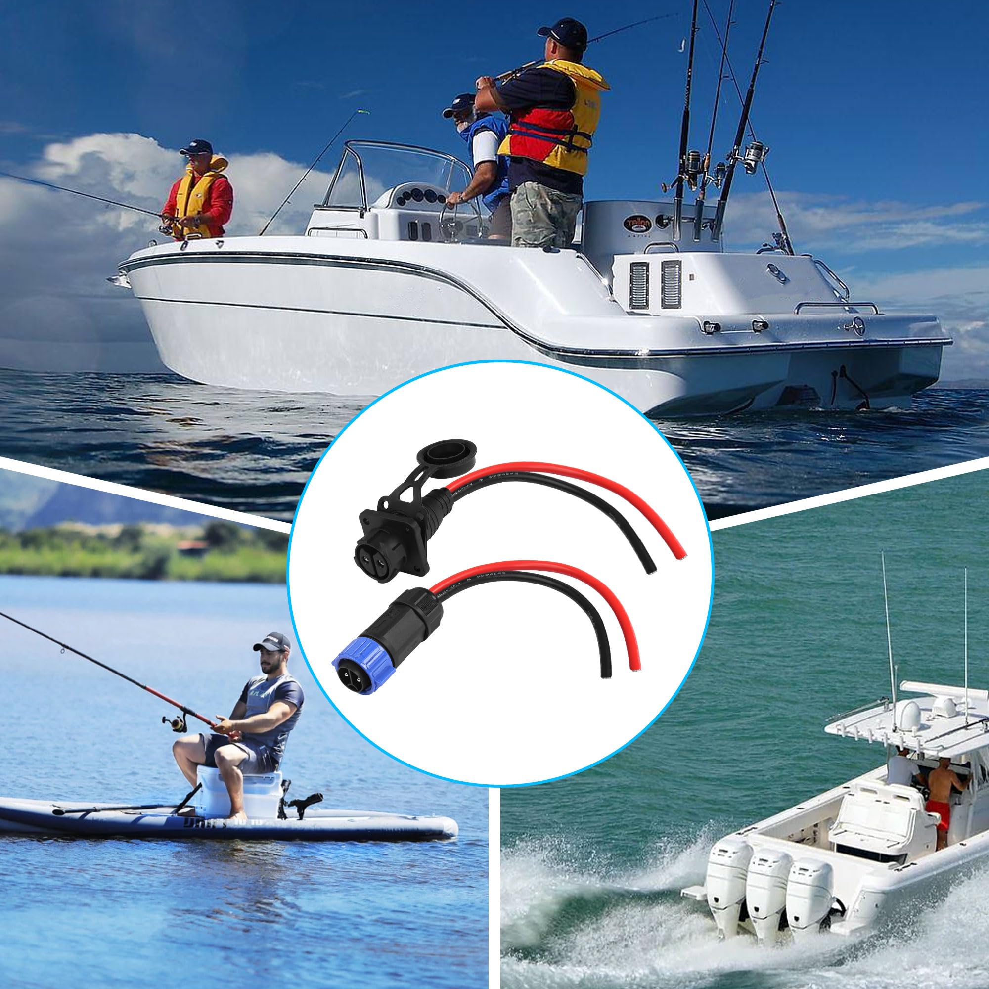 CERRXIAN - Conector SCOT para motor de curricán, kit de conexión rápida, 2 pines, 12/24/36/48 V, para barco marítimo, motor de trolling kayak