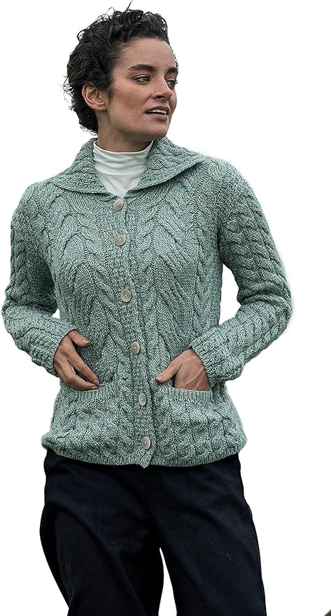 Pull NIAMH pour dames, mérinos Aran Woollen Mills Ireland Pulls en laine irlandais Produits en