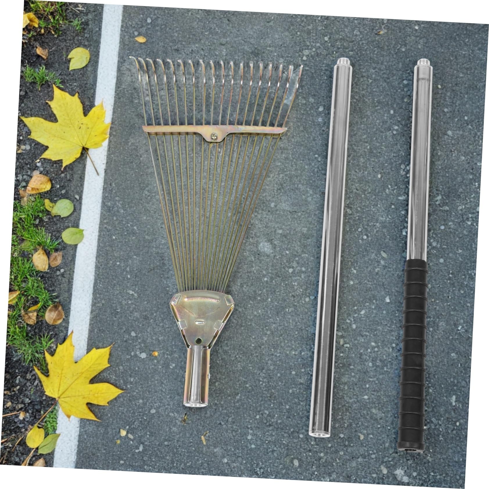 Metall-gartenrechen mit Verstellbaren Zinken aus Stahl für Laub Rasen und Blumenbeet Leicht zu Transportieren Verstauen