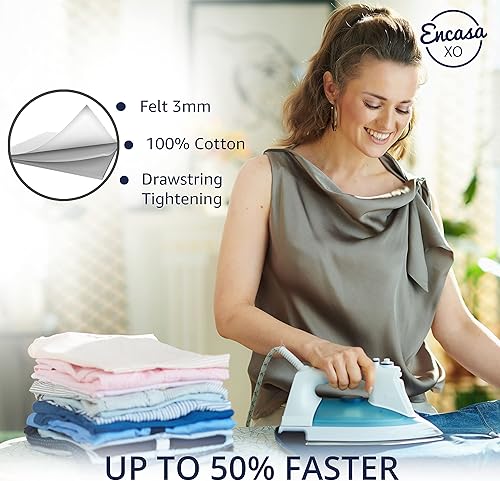 Miniatura 3 de Encasa - Fundas para tabla de planchar (14 x 42 pulgadas) con cordón de ajuste con acolchado de fieltro grueso de 0.118 pulgadas, ajuste fácil,