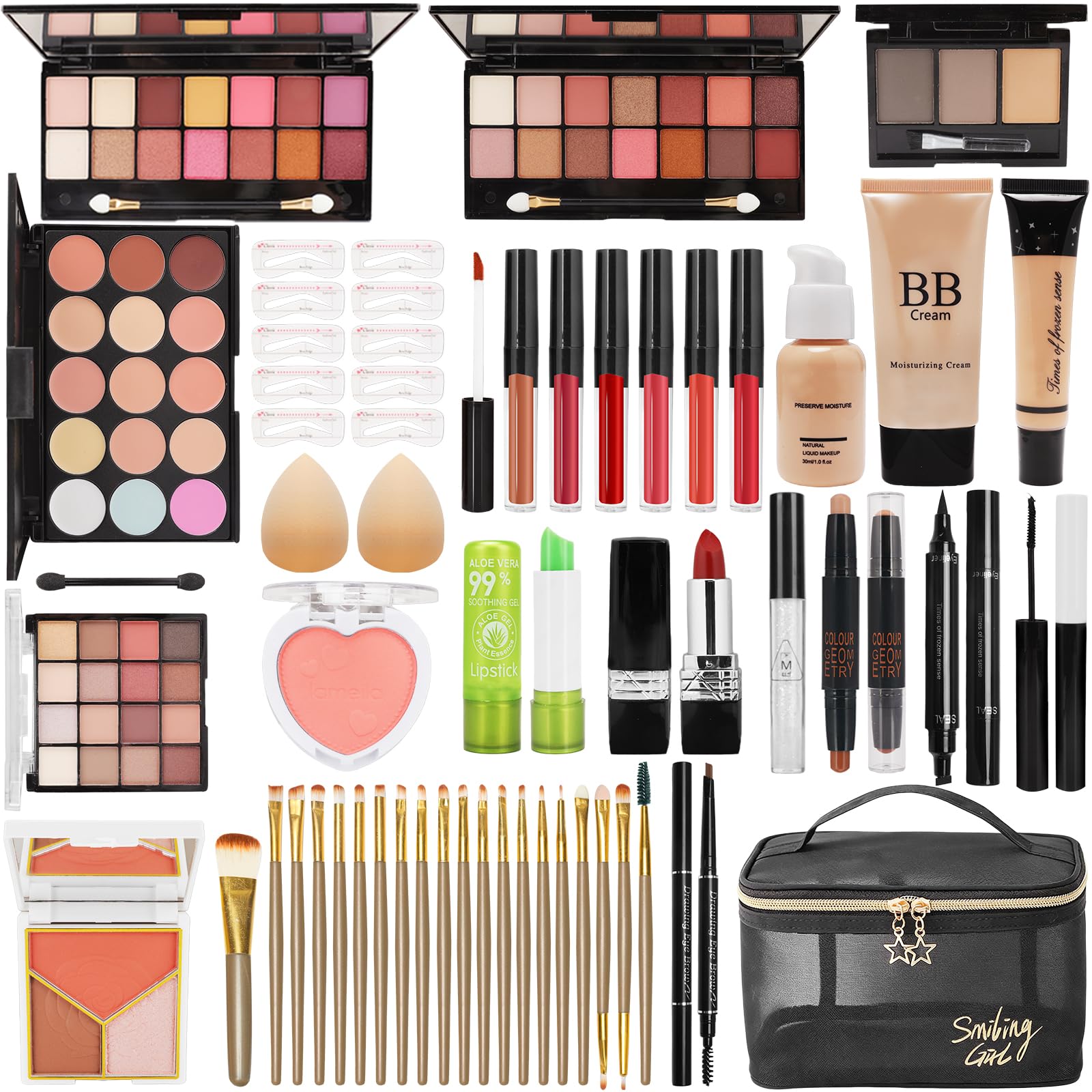 Makeup Kit for Teens & Girls, Makeup Gift Set for Beginners Teenager, Makeup Essential Bundle Includes Foundation Eyeshadow Contour Palette Lipstick Eyeliner Mascara Cosmetic Brush Set 56 in 1 Makeup Kit
