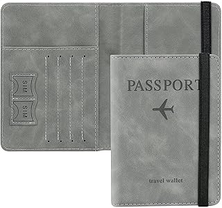 vattu Passport Holder Cover Travel Wallet Organiser, Passport Case with PU Leather Travel Document Holder for Men & Women Travel Accessories (Grey)-picture-35