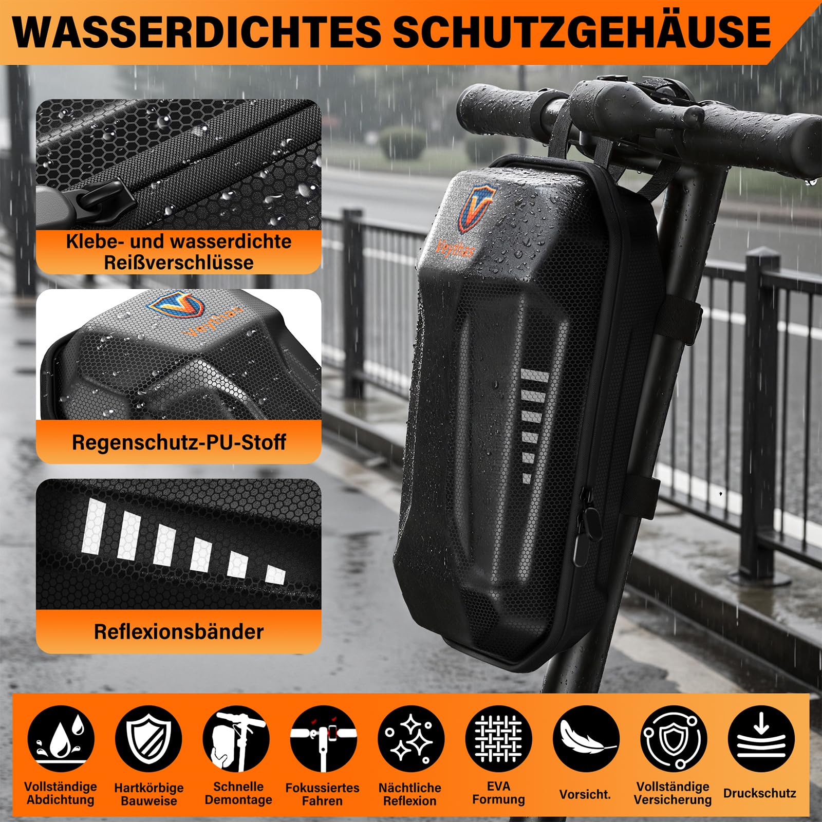 E Scooter Schloss mit Tasche - maximale Sicherheit mit schloss für e scooter,8mm handschellenschloss,90cm e-scooter schloss,Hochfeste Legierungen e roller schloss,für Scooter,Roller