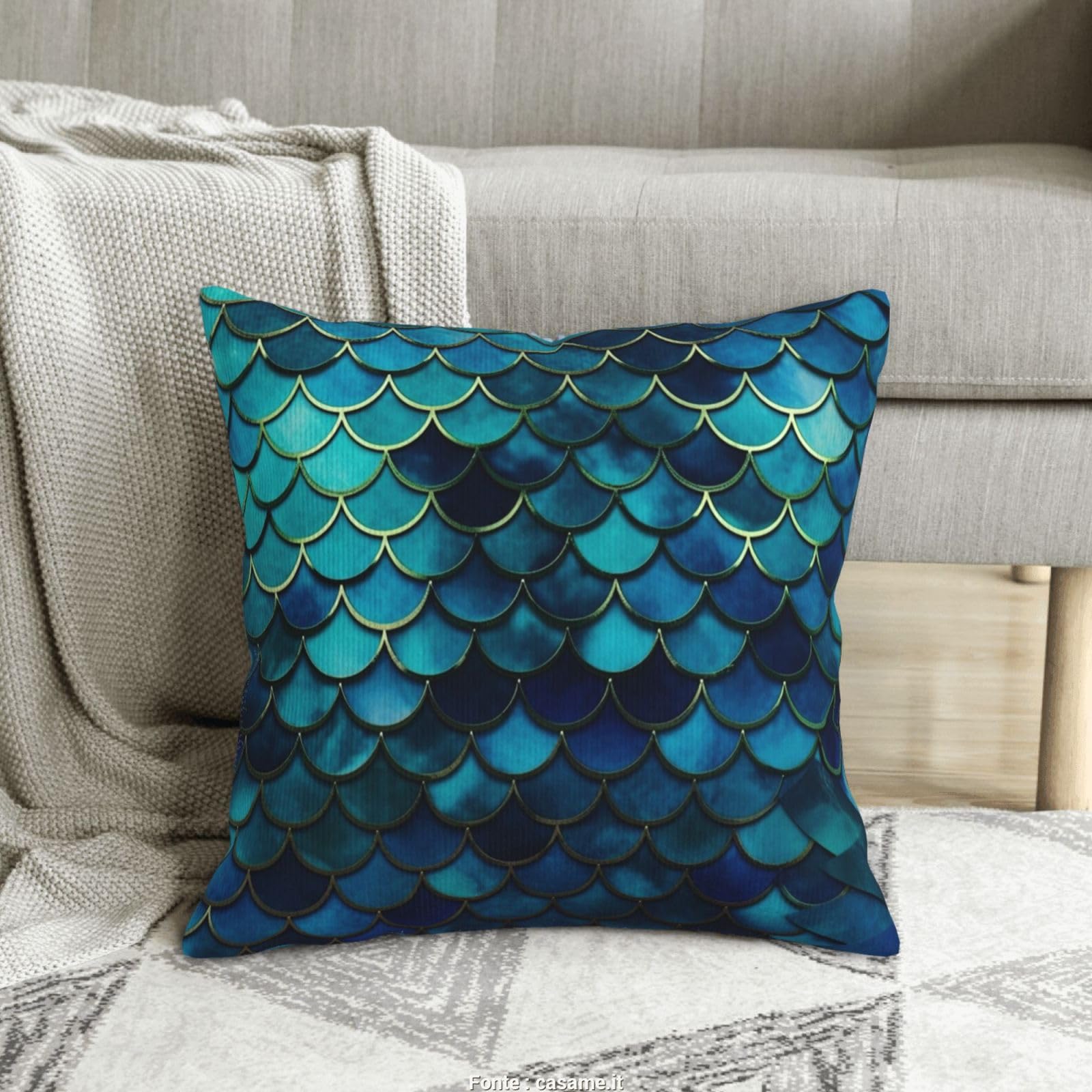 Housse de coussin velours côtelé bleu de qualité supérieure 45 cm