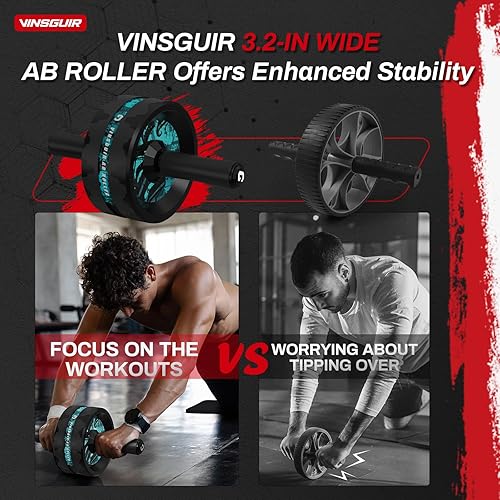 Miniatura 2 de VINSGUIR Ab Roller Wheel, Abs & Core Workout Equipment for Home Gym with Knee Pad Accessories, Abdominal Wheel for Full-body Strength Training