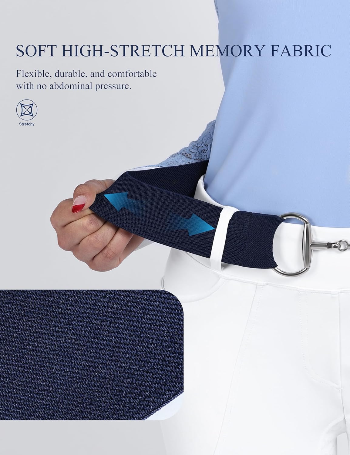 Harrison Howard Women’s Elastic Equestrian Horse Riding Belt 2-Pack with Flat Buckle, Adjustable Riding Belts - Image 5