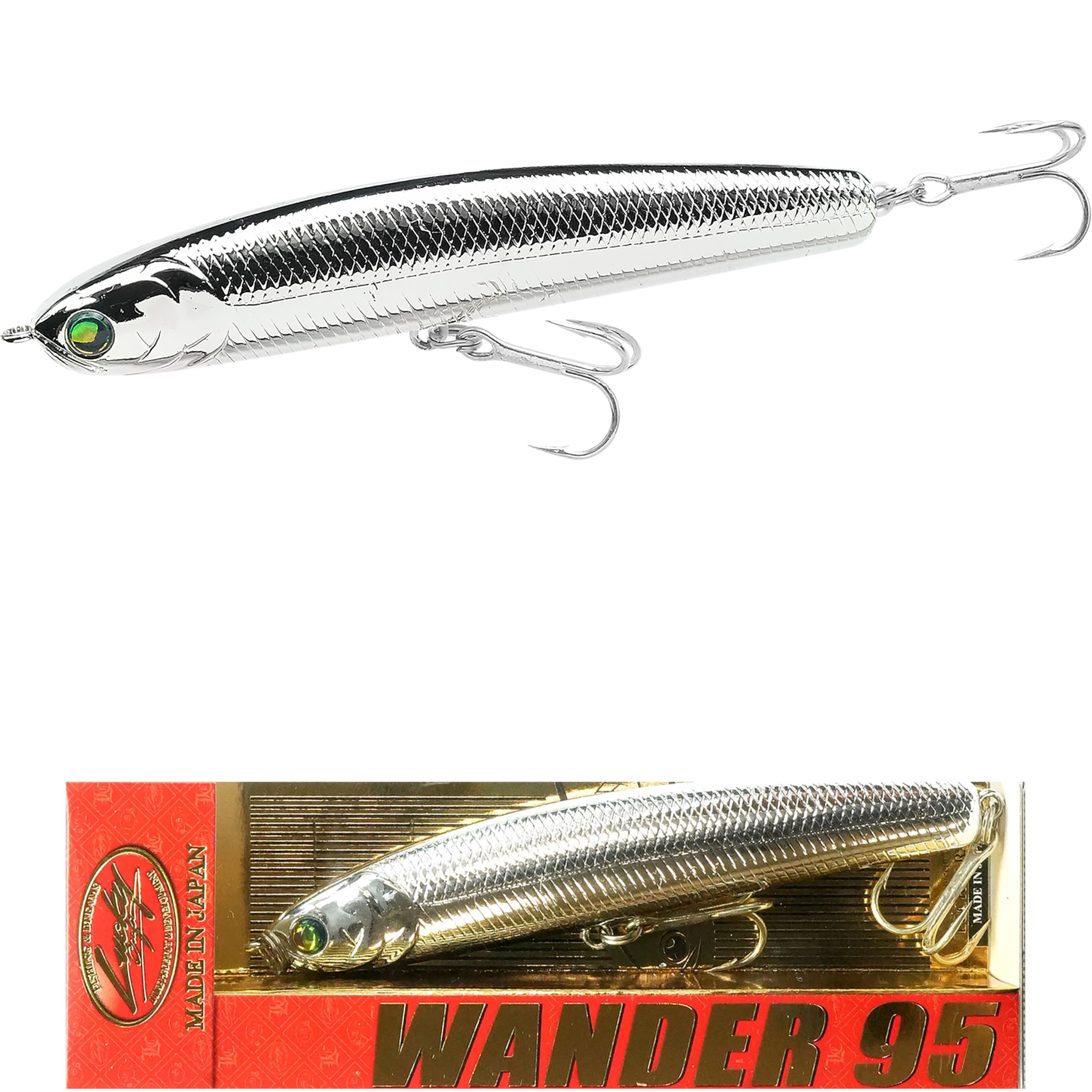 LUCKY CRAFT Wander 95 21G, Shimmy Fall, Sinking, Bass Fishing Lures, Forward Facing Sonar, Large, Smallmouth, Striped, Fishing Gear, Fishing