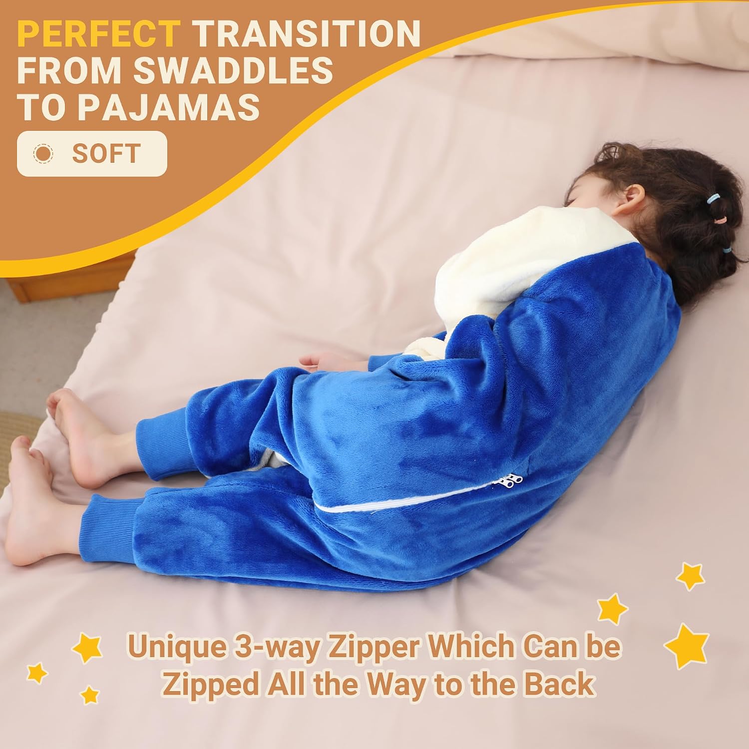 Unisex Baby Sleeping Bag Soft Long Sleeve Sleeping Sack with Feet Warm Wearable Blanket 9 Months-6 Years