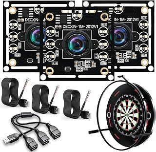 OV9732 Kameramodul 100°3er-Set mit USB 1-zu-3 Splitter,3m Kabel,1280x720 HD,30fps,Weitwinkel hohe Bildklarheit ideal für Autodarts Kamera System,Dart Automatische Punktezählung Gesichtserkennung