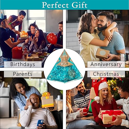 Miniatura 39 de Black Tourmaline Orgone Pyramid for Protection & Security Orgonite pyramids with Copper Coil and Crystal Quartz for Chakra Protection