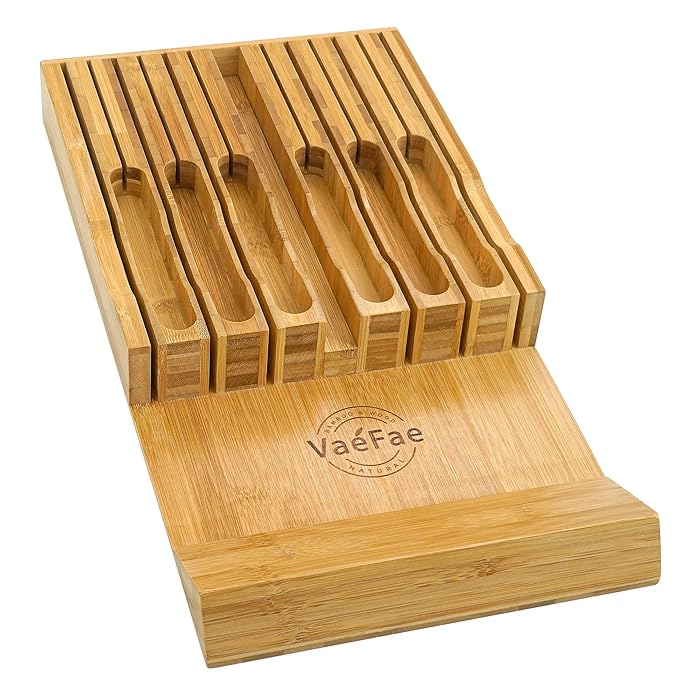 Buy InDrawer Knife Block, Bamboo Knife Drawer Organizer Insert