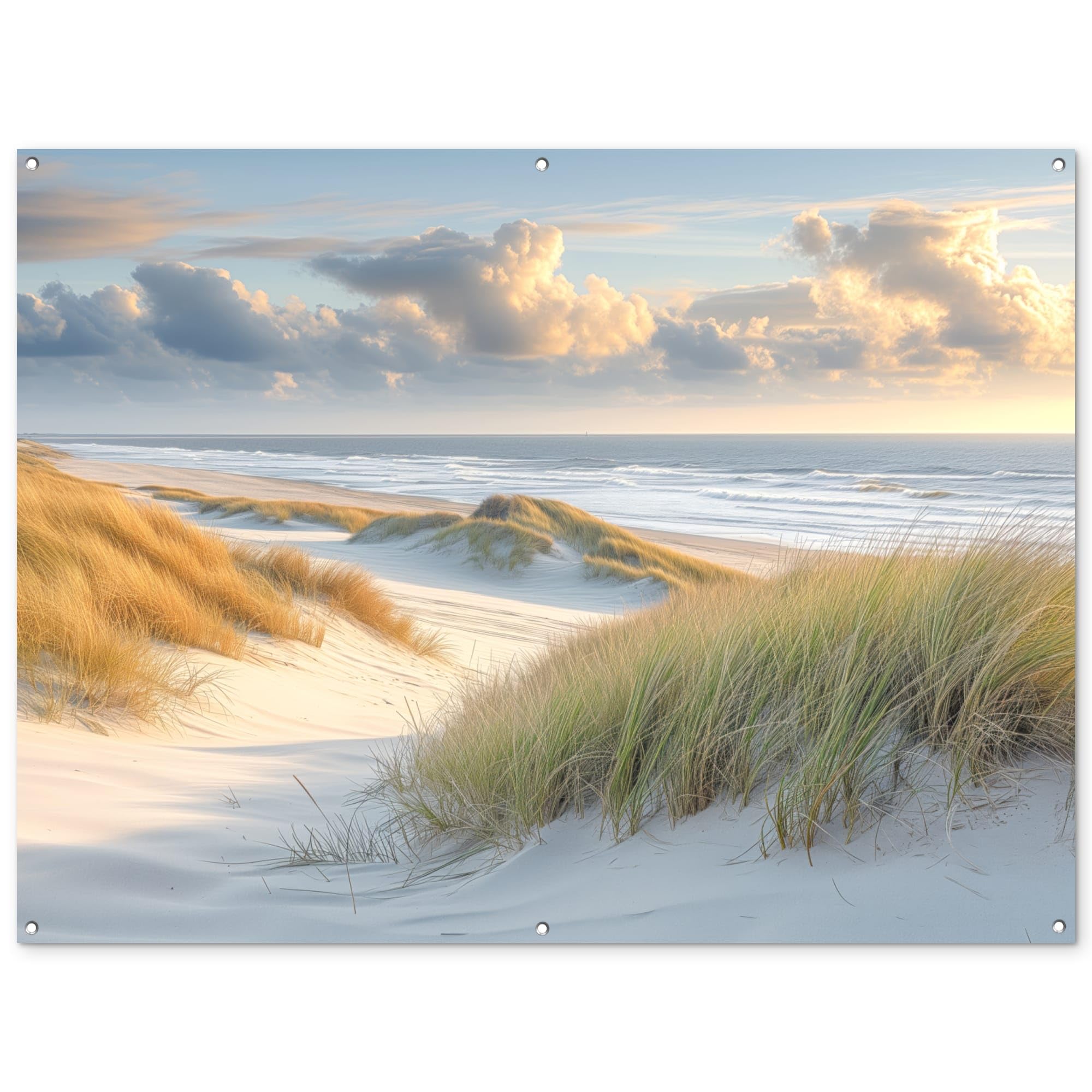 MuchoWow© Gartenposter Outdoor Bilder Gartendeko für draußen Wetterfest | 160x120 cm - Garten Deko Terrasendeko Banner Draußen Bild Dekoration Strand - Dünen - Borstgrasrasen - Wattenmeer