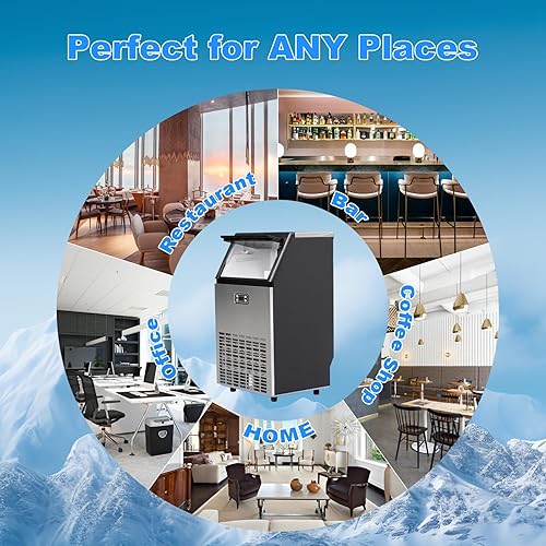 Miniatura 7 de Máquina comercial para hacer hielo, 100 libras/24 horas, máquina de hielo debajo del mostrador, fabricación de hielo rápida con capacidad