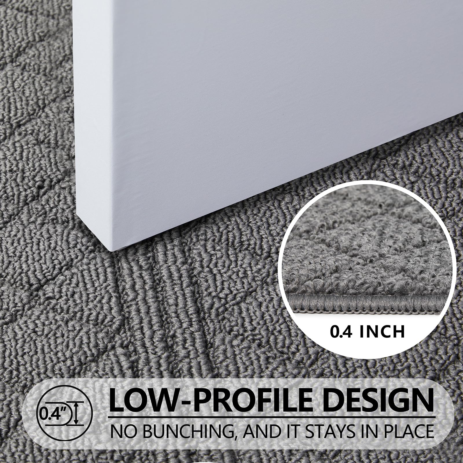 REFETONE Tapete interior de 32 x 40 pulgadas, antideslizante, absorbente, resistente a la suciedad, lavable a máquina y perfil bajo, para entrada, color gris oscuro